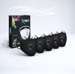Xtore N95 Washable mask with Replaceable 5 layer filter - (Pack of 5 masks and 10 filters, Black)