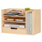 LAVIEVERT Wood Desktop File Holder Organizer Mail Sorter Paper Storage Cabinet with Drawer & 3 Adjustable Shelves for Home & Office