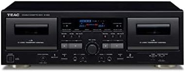 Teac W-1200-B W-1200(B) Double Cassette Deck (Recording/Playback, Microphone Input, USB Output for Digital Recording to PC/Mac, Conference Transcripts) Black, 14.5 cm*43.5 cm*28.58 cm