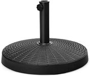 Costway Round Patio Umbrella Base, Outdoor Resin Umbrella Stand W/Rattan Design, Adjustable Knob, Waterproof & Sunlight Resistance, Suitable for Backyard, Market Entrance, Poolside