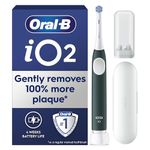 Oral-B iO2 Electric Toothbrush, 1 Gentle Care Toothbrush Head, 1 Travel Case, 1 Travel Refill Holder, Oral B Toothbrush for Adults (Forest Green), Designed by Braun, 2 Pin UK Plug