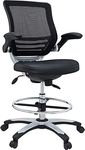 Modway Edge Office Drafting Chair with Feet Ring, Mesh Back and Black Leatherette Seat