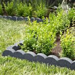 Flexi Curve Scalloped Garden Edging Rubber Landscape Scallop Lawn Border Edging Section 120cm (4ft), Grey, Pack of 4