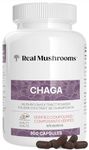 Real Mushrooms Chaga Capsules - Organic Mushroom Supplement with Extract Fungal Polysaccharides Immunomodulating Properties Non-GMO, 300