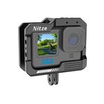 Nitze Hero 12 Cage, Hero 11 Cage, Hero 10 Cage, Hero 9 Cage with 2 Built-in Cold Shoes and Folding Finger Adapter, Aluminum Protective Cage for Gopro Hero 12/ Hero 11/ Hero 10/ Hero 9 Black - T-GP01A