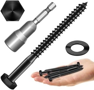 MYWISH (15Sets) 1/4" x 3-1/2" Hex Head Lag Bolts, Heavy Duty Lag Screws with Washers, 304 Stainless Steel Bolts 18-8, Lag Screws Wood Screws, Partial Thread Black Oxide, 1/4 Bolt