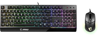 MSI Vigor Backlit RGB Dedicated Hotkeys Anti-Ghosting Mechanical Feel Gaming Keyboard, & Gaming Mouse Combo 7 lighting effects, Easy to clean keyboard and mouse (Vigor GK30 Combo US)