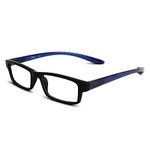 IRYZ Long Sides Hang in Neck Rectangular Solid Full Rim Frame Reading Glasses for Men & Women | Medium Blue | Near Vision Power +1.0, 1.25, 1.5, 1.75, 2.0, 2.25, 2.5, 2.75, 3.0