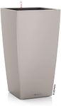 Lechuza 13128 Cubico Color 22 Self-Watering Planter for Indoor and Outdoor Use, 9" x 9" x 16", Sand Brown