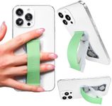 LOVEHANDLE PRO Premium Phone Grip - Silicone Phone Strap - Magnetic Phone Mount and Kickstand for Smartphone and Tablet - Fern Green Silicone on Clear Base