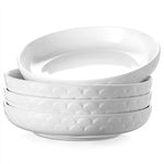 DOWAN 10" Pasta Bowls - 54 oz Large Serving Bowls, White Plates for Party, Pasta, Salad, Soup, Ceramic Dinner Bowl Shallow Bowl, Microwave & Dishwasher Safe, Dishes Set of 4, White