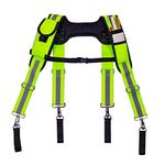 Padded Tool Belt Suspenders/Reflective Suspenders Work Suspenders for Carpenter Electrician Work Suspension Rig-Includes Remove Phone Holder Tape Holder Tool Pouch Holder