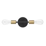 Globe Electric 52085 Alexandria 2-Light Reversible Vanity Light, Matte Black, Matte Brass Accent Socket