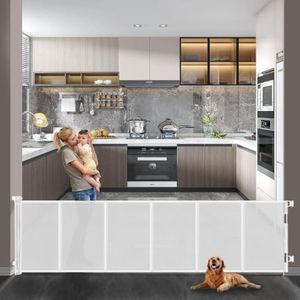 Veraste Retractable Baby Gate,Mesh Baby Extra Wide Gate,Extra Long Dog Gate,33" Tall,Large Extends up to 165" Wide,Child Safety Extra Large Gate for Doorways, Stairs, Indoor/Outdoor(White,33"x165")
