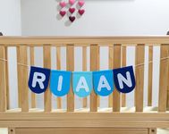 AGD Handmade Personalized Name Garland Bunting, Baby Toddler Teen Custom Birthday Gift, Cute Kids Room Decor (Blue)