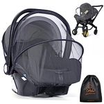 Orzbow Universal Baby Mosquito Net for Baby Car Seat,Breathable Insect Mesh Net with Zipper for Group 0+,Summer Baby Car Seat Cover with Strong Support,Durable and Easy to Access (Black)