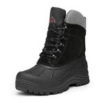 NORTIV 8 Men's Insulated Waterproof Winter Snow Boots, Black, 7