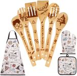 Harry Magic Gifts for Mom Women,Kitchen Utensils Set,Cute Wizard Wooden Cooking Spoons with Apron Oven Mitt Potholder,Great Birthday Wedding&Housewarming Christmas 9pcs