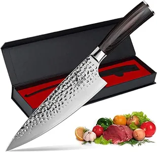 imarku Damascus Chef Knife, 8 inch Kitchen Knife Ultra Sharp Cooking Knife HC German Stainless Steel Japanese Knife for Kitchen, Hand-Hammered Design, Ergonomic Handle, Christmas Gifts for Women/Men