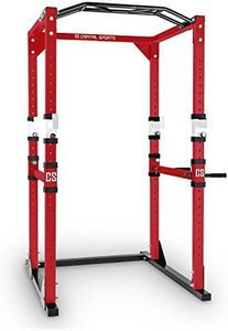 Capital Sports Tremendour - Power Rack Multifunzione, Sbarra per Trazioni Multigrip, 2x Safety Spotter, 4x Ganci J Regolabili, Peso Max Utente: 120Kg, Portata Max: 300Kg, Rosso