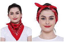 GIRRIJA Unisex Cotton Head Bandanas (Red, 22" X 22") - Pack of 6 Piece