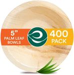 ECO SOUL Palm Leaf Bowl 400 pc, Small 5" (8 Oz) | Round Like Bamboo Bowls, Compostable, Biodegradable, Disposable Palm Leaf Bowls Eco-friendly | Sturdy, Microwave & Oven Safe