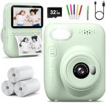 Kids Camera Instant Print | Birthday Easter Gifts for Kids Age 3 4 5 6 7 8 9 | Toddler Portable Travel Print Digital Camera Outdoor Toy for 3-12 Boys Girls (Green)