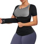 Bingrong Sauna Suit for Women Sweat Vest Corset Waist Trainer 2 in 1 Neoprene Workout Waist Trimmer Shirt Slimming Body Shaper Tank Tops (S, Black)