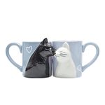 YIQXKOUY 2 Pack Kiss Cat Coffee Couple Mug Set Kiss Matching Mugs Ceramic Cat Tea Mug Cup Gift Set Gift for Cat Lovers Women and Girls for Birthday, Anniversary, Wedding, Engagement Valentines Day