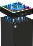 Raryars Cooling Fan for Xbox Series X with RGB and Upgraded 5 Inches Big Fan Low Noise Top Fan Adjustable Speed Cooler Fan System Extra 2 USB Port & Touch Switch