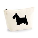 Scottish Terrier Bag, Scottie Dog Make Up Bag, Organic Natural Canvas Cosmetic Bag, Scottie Lover Gift, Scottie Mum Gift, Mothers Day