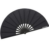 HONSHEN Bamboo Large Folding Hand Fans Rave Fan for Events Dance Performance Festivals Gift (Black)