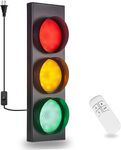 PANLAVIE Traffic Light Wall Lamp Remote Control Retro Kids Bedroom Stop Light, Plug in Industrial LED Wall Sconce, 18.5’’ Vintage Fun Signal Light for Home Office Bar Garage Car Room Decor Christmas