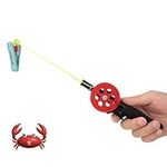 Jadeshay Kids Fishing Rod 2 Pcs, Fishing Crab Peg Crayfish Bait Rod Reel and Line Combo Set,for All Kids No Hooks Design,Outdoor Mini Portable Ice Fishing Rod with Clip,for Shrimp Crab