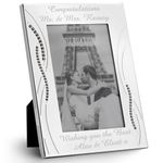 Personalised Silver Plated 5"x7" Picture Frame with Side Crystals Design - Custom Engraved - Ideal Gifts for Wedding, Birthday, Anniversary, Baby, Family, Grandad, Nanny, Mum, Dad