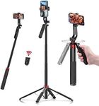 ULANZI MA09 Extendable Phone Tripod, 71" Selfie Stick Phone Vlog Tripod Stand Quadrapod with All in 1 Phone Clip, Travel Tripod Phone Holder w Rechargeable Remote for iPhone Sony Canon Action Camera