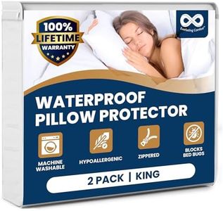 Waterproof Pillow Protector King (2-Pack) - Zippered, Hypoallergenic, Dust Mite & Bed Bug Proof, Allergy Pillow Covers