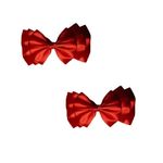 Dress to Match Charming Fabric Stylish Bow Hair Clips/Back Pin for Girls, Baby and Women 3 Layer, Pack of 2 - Red