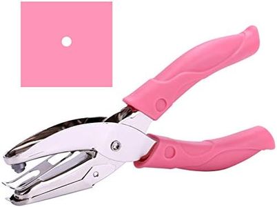 1 Pack 6.3 Inch Length 1/8 Inch Diameter of Circle Hole Handheld Single Paper Hole Punch, Puncher with Pink Soft Thick Leather Cover (Middle Circle 1/8 inch)