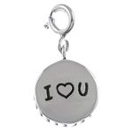 FOURSEVEN Jewellery 925 Sterling Silver I Heart U Love Charm Pendant, Fits in Bracelets, Chains and Necklace and Women's Jewelry Making Valentines Day Gifts