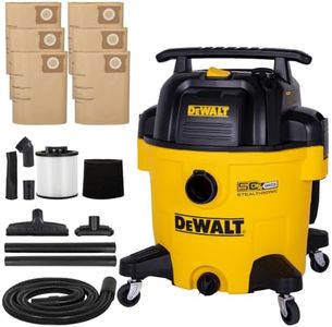 DEWALT 10 Gallon Stealthsonic Wet/Dry Vacuum, 5 Peak HP Ultra-Quiet Shop Vac with Full Accessory Kit & 6 Bonus Dust Bags, 1-7/8 in. x 7 ft. Hose for Job Sites, Workshops & Garages