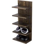 MyGift 5 Tier Rustic Burnt Solid Wood Sunglasses Holder Rack, Wall Mounted Eye Glasses Shelf or Tabletop Display Stand, Retail Eyewear Showcase Storage Organizer