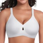 Ganado Wireless Bras for Women No Underwire Seamless Bras Cut Out Padded T-Shirt Bra Full Support Push Up Bralette (White, 3X-Large)