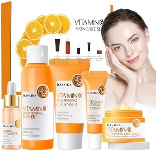 HASAIKA Vitamina C Pack Regalo, Set de Cuidado Facial con Vitamina C Incluye Limpiador de Tóner, Crema Facial y Suero,para Nutre e Hidrata el Rostro para Ralentizar el Proceso de Envejecimiento