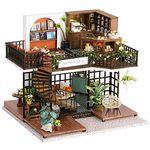 Spilay DIY Miniature Dollhouse Wooden Furniture Kit,Handmade Mini Modern Villa Model with Dust Cover and Music Box,1:24 Scale Creative Doll House Toys Best Birthday Gift for Friend Adult Lover LV001