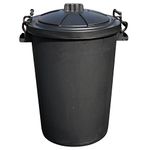 Easy Shopping BLACK 85 Litre 85L Extra Large Heavy Duty Plastic Bin Dustbin Storage Unit with Locking Lid for Home Garden Rubbish Waste Animal Feed (1)