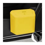 AUCELI Car Trash Can with Lid, Mini Hanging Garbage Organizer Leakproof Dustbin, Car Waterproof Trash Bin Container, Car Accessories, Small Plastic Multipurpose Rubbish Can for Office Home (Yellow)