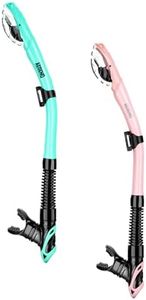 Aegend Dry Snorkel, Dive Mask Easy-Breath Free Diving Snorkel for Snorkeling Scuba Diving Freediving Swimming, with Top Dry Valve and Food-Grade Silicone Mouthpiece(Light Blue & Pink)