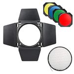 Godox BD-04 Barn Door Kit Include Honeycomb Grid and 4 Color Gels Filters, Bowens Mount, Compatible with Godox SL-60W SL60IID SL60IIBI VL150II MS200V MS300 MS300V AD600Pro