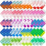 60Pcs Mini Pop Push It Keychain Fidget Toy Pack, Mini Pop Push it Bubble Fidget Sensory Toys, Anti-Anxiety Stress Relief Hand Toys for Kids Adult